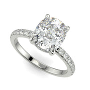 Nicollette Cushion Cut Pave Hidden Halo 4 Prong Claw Set Engagement Ring Setting - Nivetta